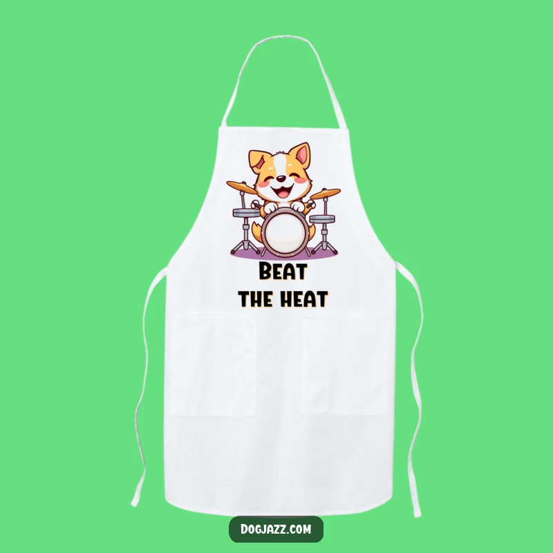 Funny Dog Drummer Apron - Joyful Kitchen Rhythm Gift
