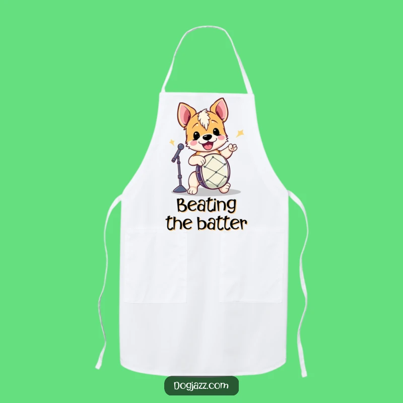 Funny Terrier Drummer Apron: Energetic Dog Beat, Perfect for Kitchen Concerts