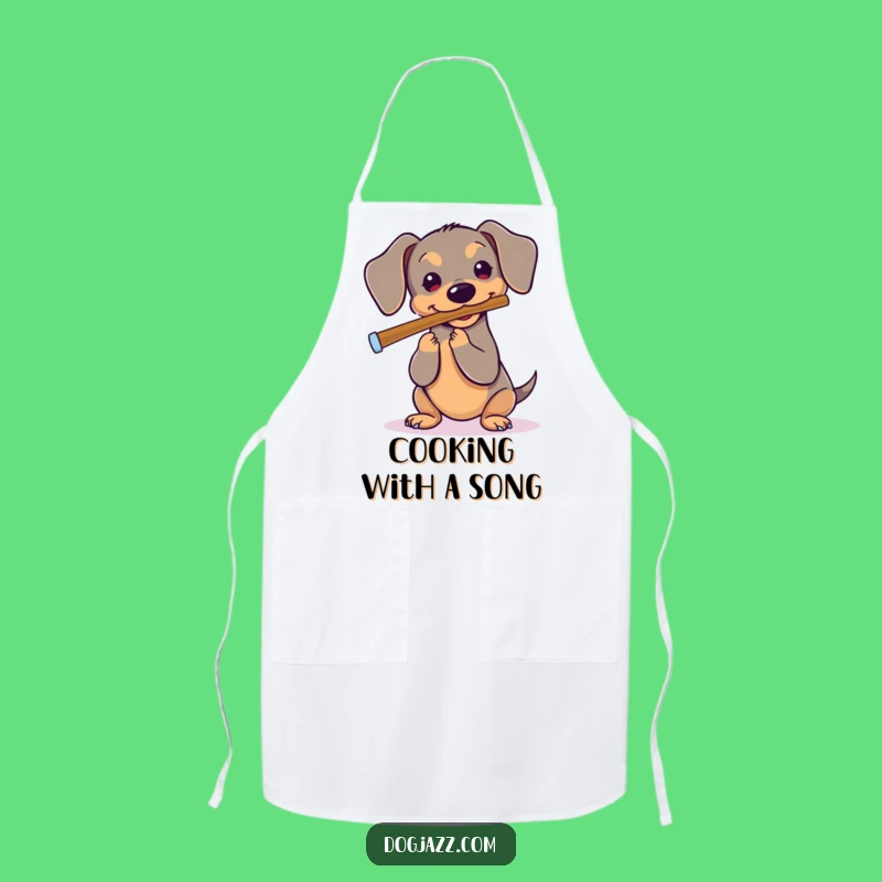 Funny Dachshund Flute Apron - Kitchen Tunes for Dog Lovers!