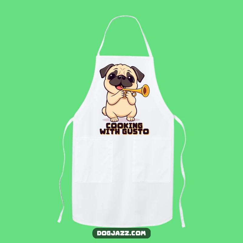 Funny Pug Trumpet Apron: Cook Up a Storm with Musical Flair!