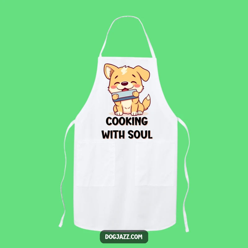 Funny Dog Harmonica Apron - Smiling Pup Kitchen Blues Gift
