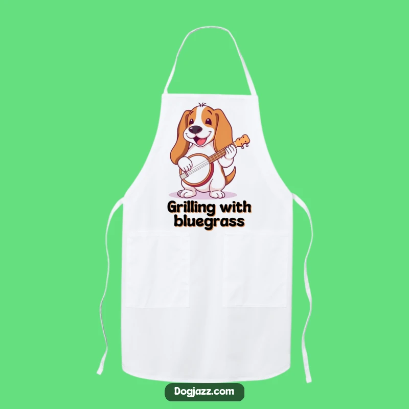 Funny Basset Hound Banjo Apron: Kitchen Folk Music, Practical Funny Gift