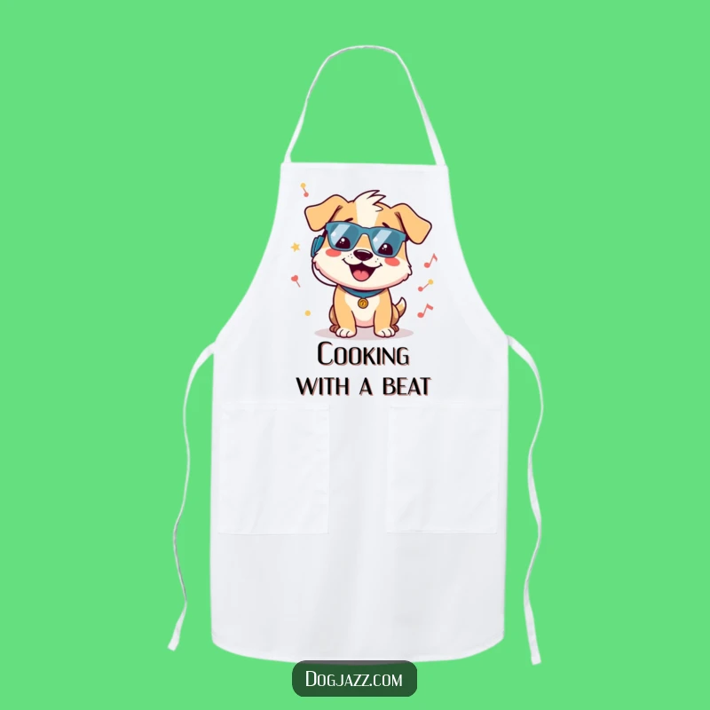 Funny Dog Chef Apron - Cheerful Character Grooving, Music Lover Kitchen Gift!