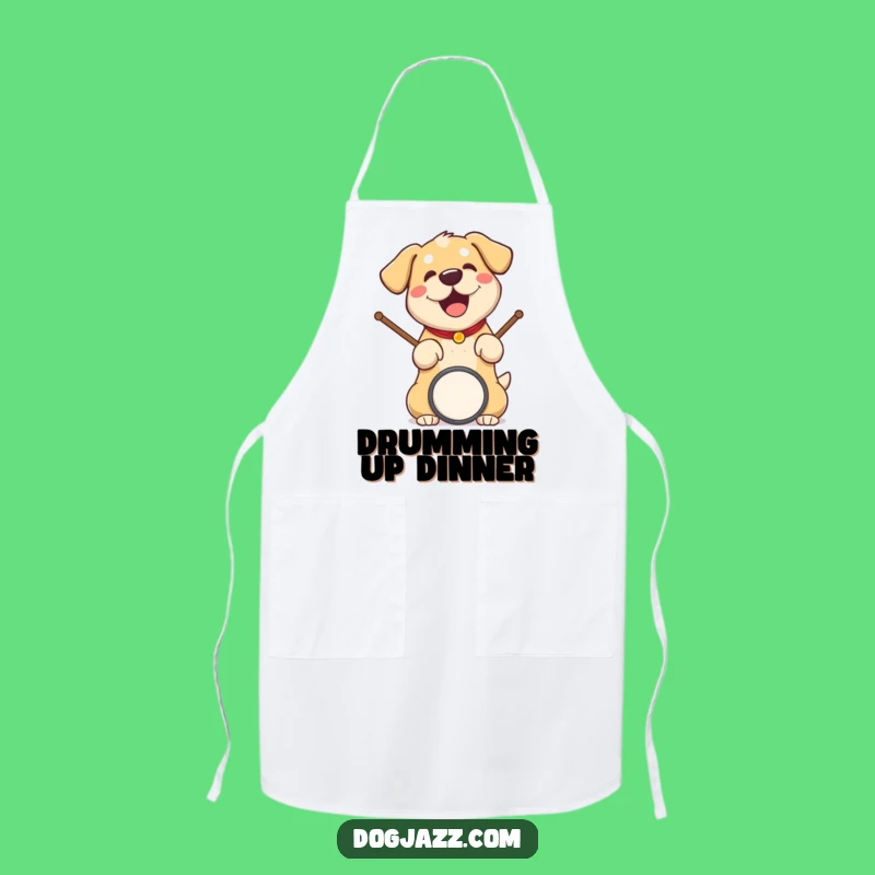 Funny Dog Drummer Apron; Cook Up A Storm With This Hilarious Music Chef Gift