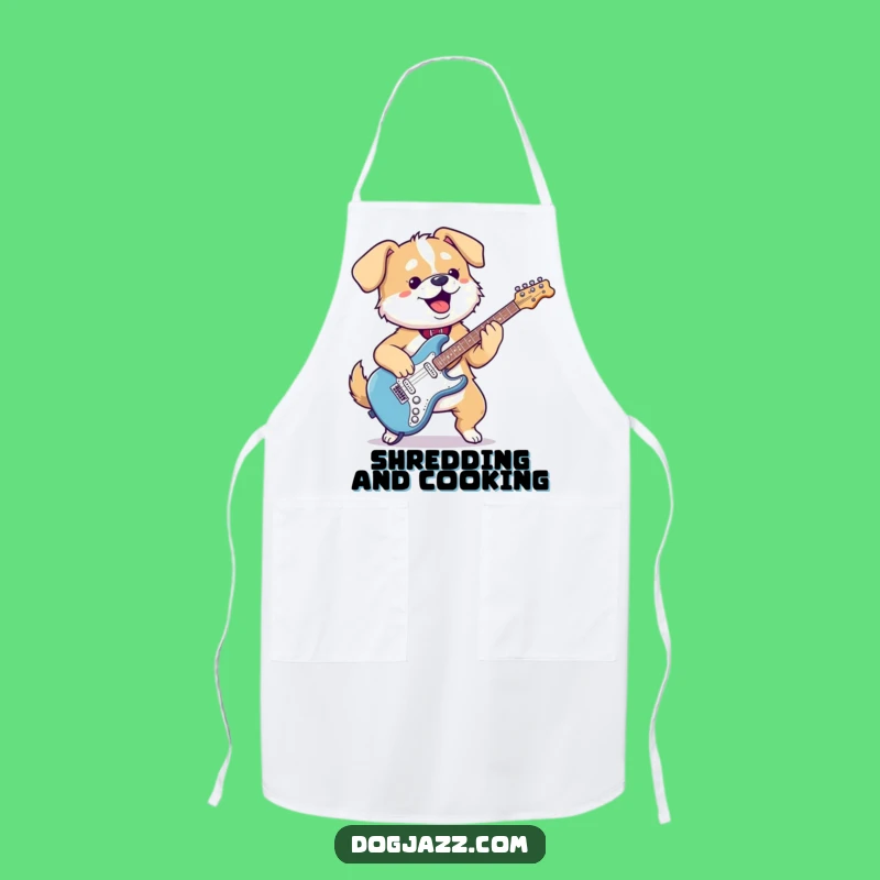 Funny Kawaii Dog Guitar Apron - Rocking Pup Kitchen Fun Gift