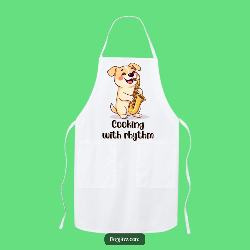 Funny Saxophone Dog Apron: Cook with Canine Jazz Flair - Kitchen Gift!