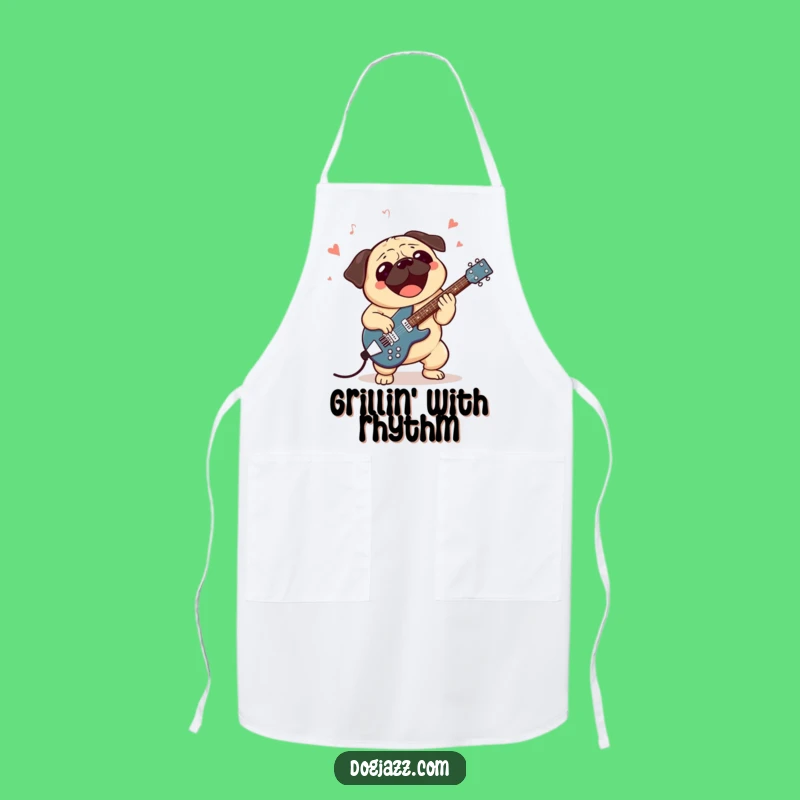 Funny Pug Jazz Guitar Apron: Cook with a Side of Smooth Jazz