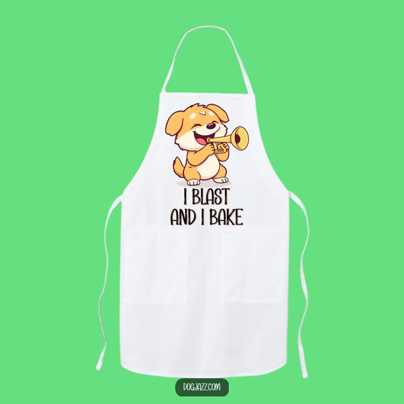 Funny Dog Trumpet Apron: Chef's Kitchen Wear for Musical Cooks