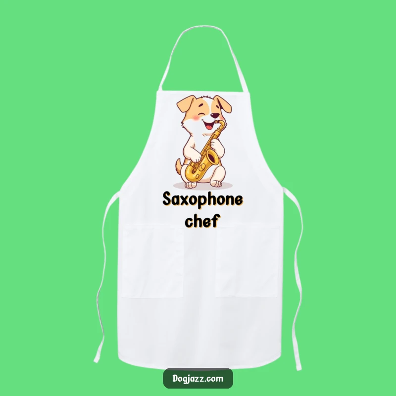 Funny Dog Sax Player Apron: Hilarious Music & Kitchen Gift