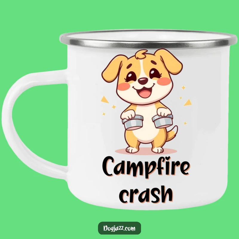 Funny Dog Cymbals Camping Mug - Adventure Beats with this Energetic Pup!