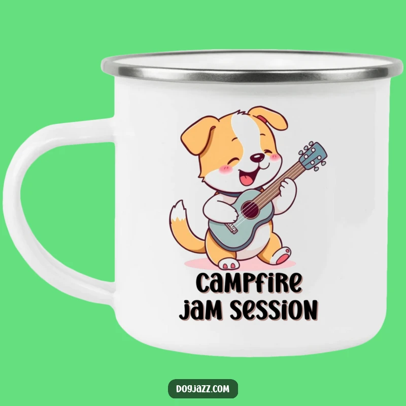 Funny Dog Guitar Camping Mug: Rocking Pup Strumming, Music Adventure Cup