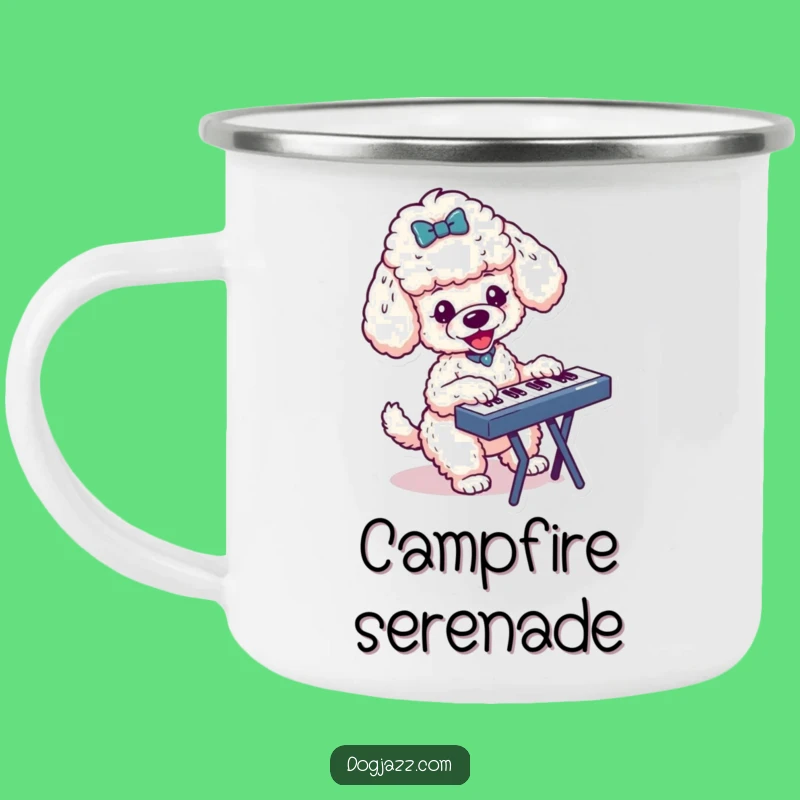Funny Poodle Keyboard Camping Mug: Fuel Your Adventures with Musical Energy