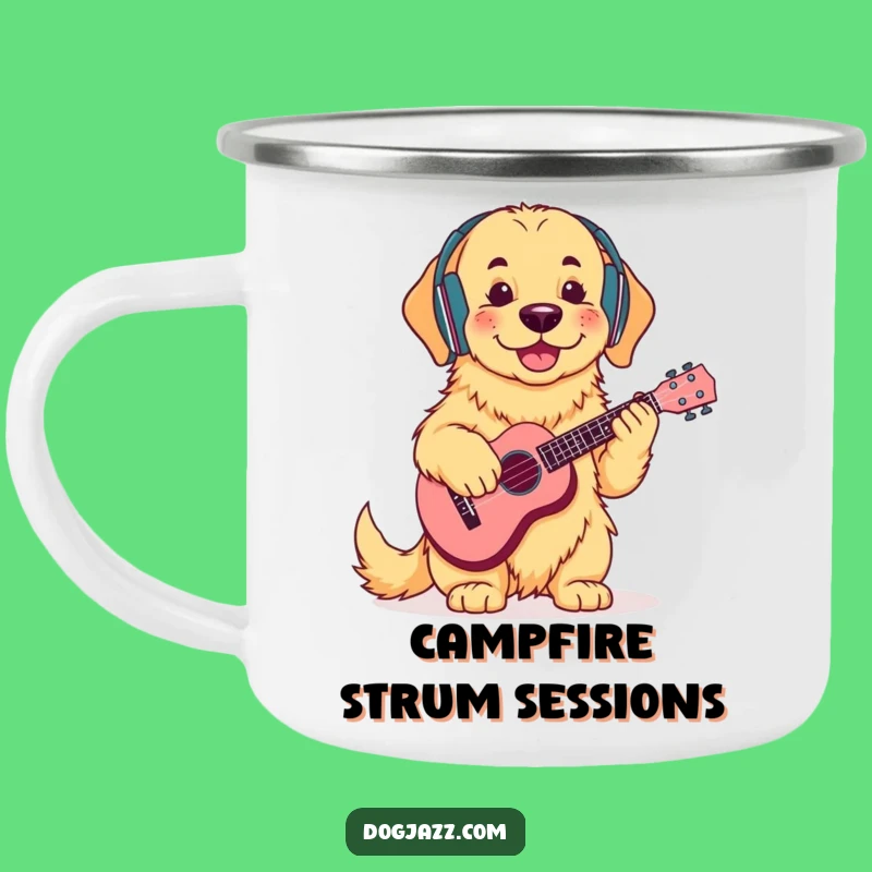 Adventure Ready Funny Golden Retriever Ukulele Camping Mug: Chill Outdoor Music, Funny Gift