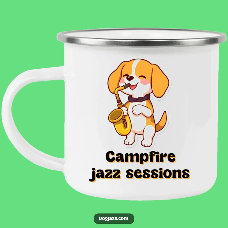 Funny Beagle Saxophone Camping Mug: Adventure-Ready Musical Dog Drinkware
