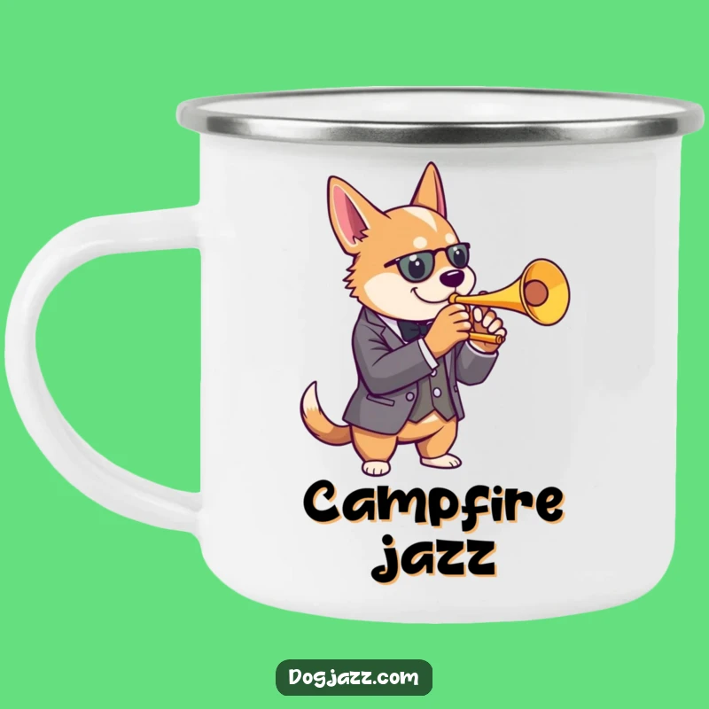 Funny Dog Trumpet Camping Mug: Sophisticated Sips Outdoors, a Jazzy Funny Gift
