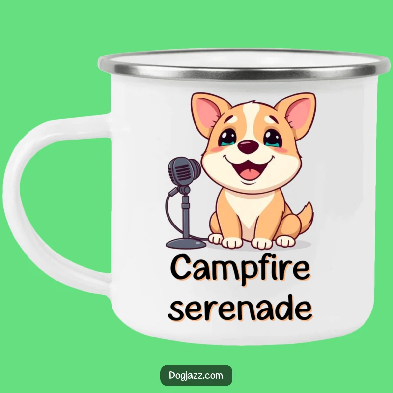 Funny Singing Dog Camping Mug: Enamel Crooner Pooch Mug for Outdoors Gift