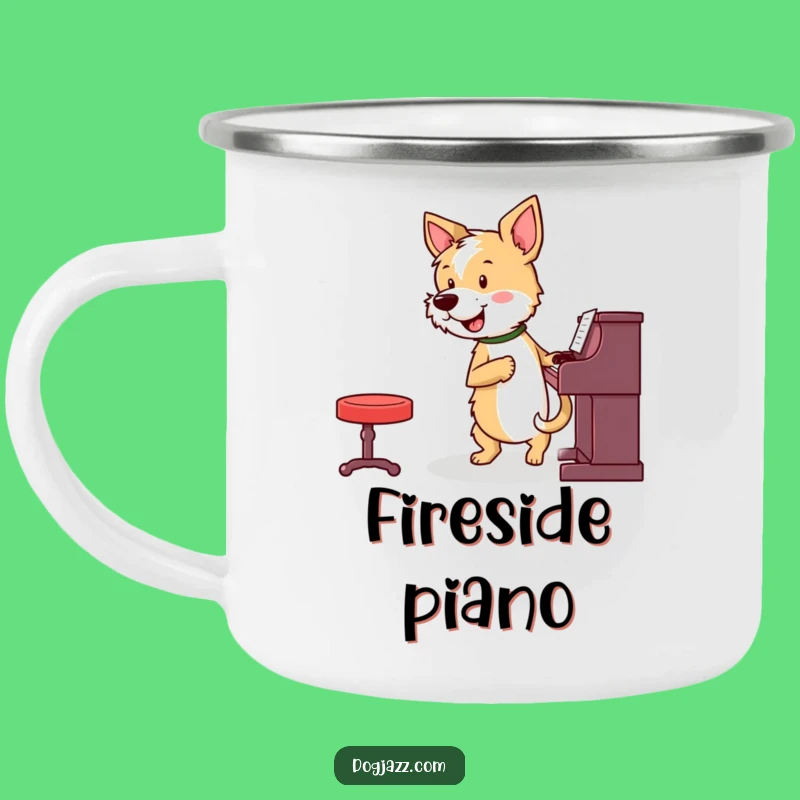 Funny Terrier Piano Camping Mug: Trailside Tunes for Energetic Adventures