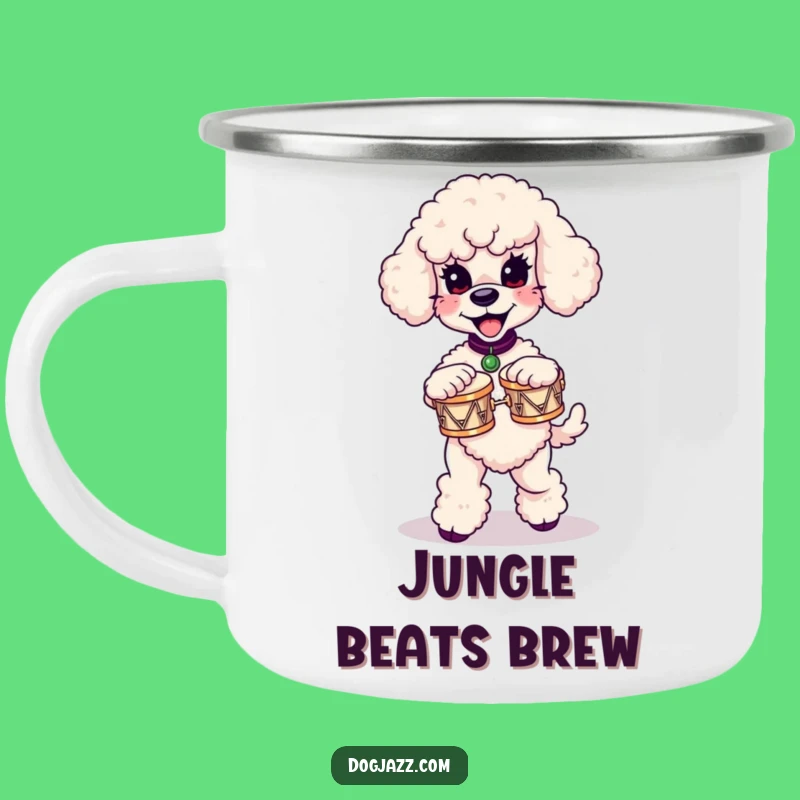 Funny Poodle Bongo Adventures Camping Mug: Sip and Groove Outdoors