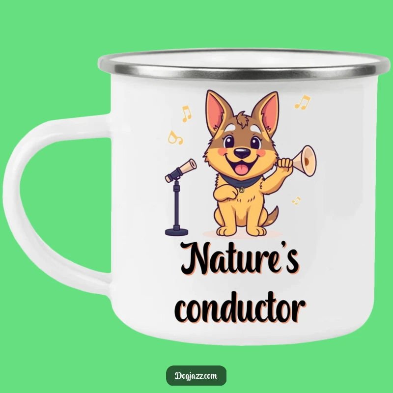 Durable Funny German Shepherd Conductor Camping Mug - Outdoor Leader Gift!