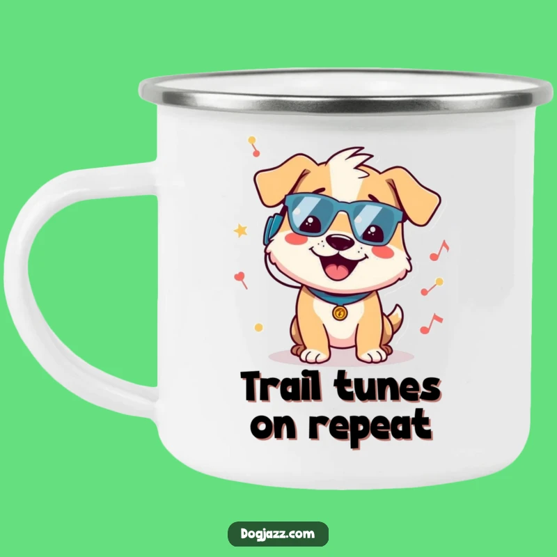 Funny Dog Campfire Mug - Cheerful Grooving Character, Perfect Outdoor Music Gift!