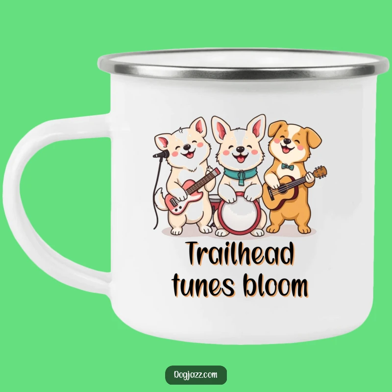 Funny Dog Jam Session Camping Mug: Enjoy Your Adventure with This Cheerful Canine Band!