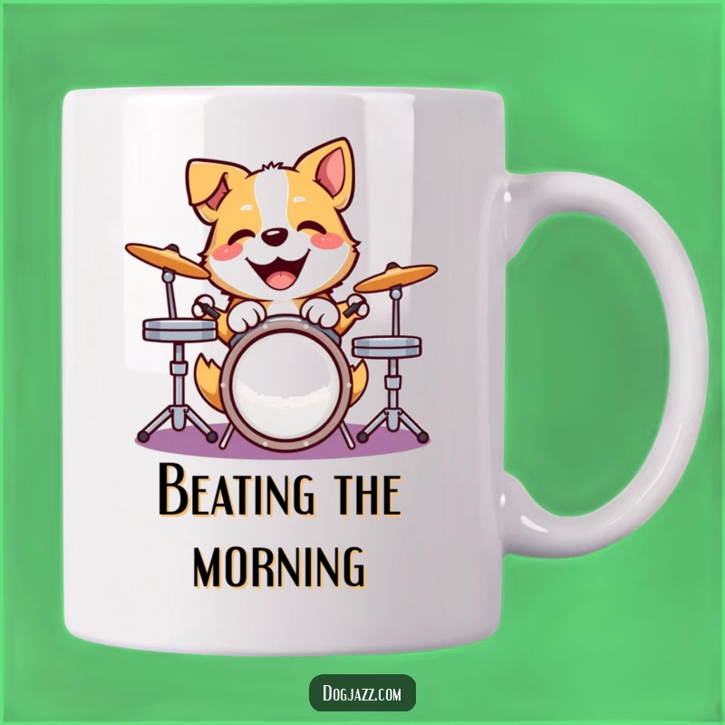 Funny Dog Drummer Mug - Joyful Paw Pounding Musician Gift