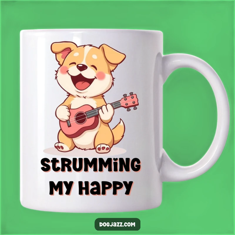 Funny Ukulele Dog Mug; A Musical Canine Serenade Gift for Happy Vibes