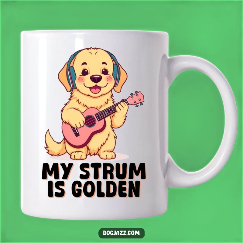 Funny Golden Retriever Ukulele Mug: Chill Vibes Design, Perfect Funny Gift