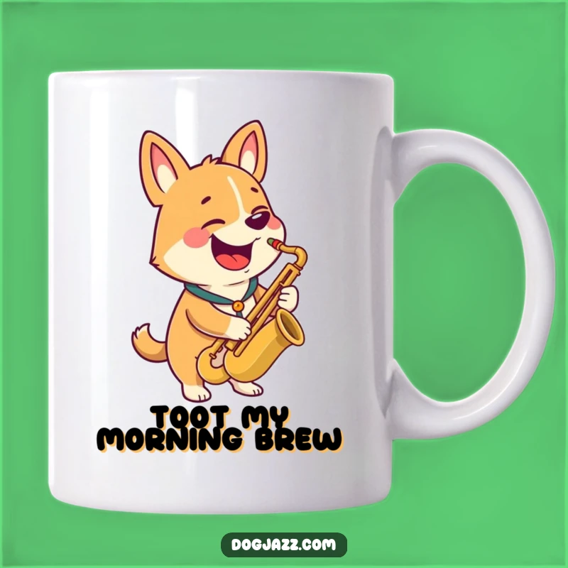 Funny Dog Saxophone Mug: Happy Pooch Jazz Gift for Music Lovers