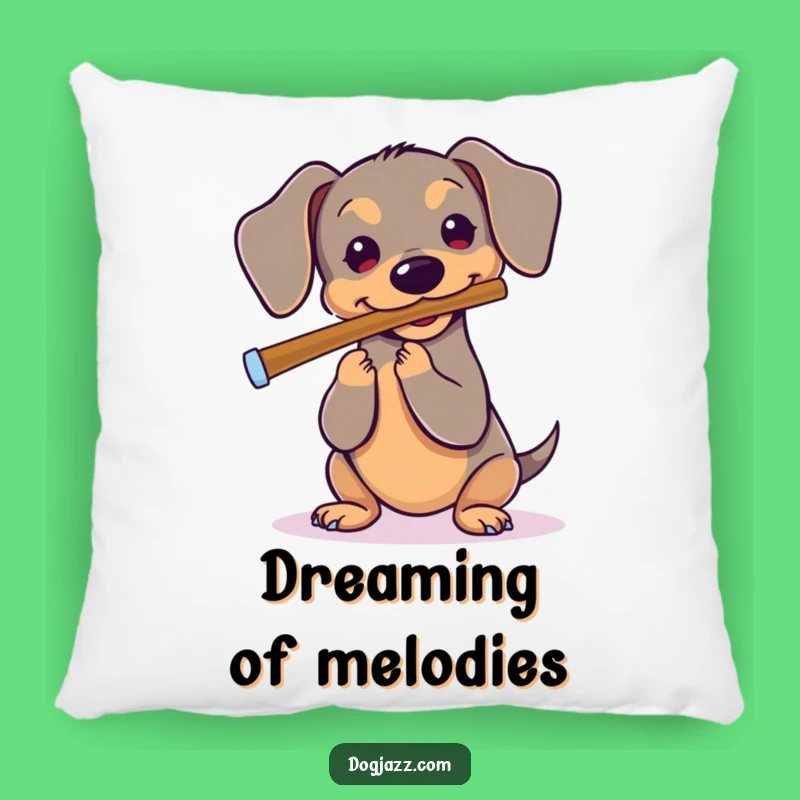 Comfy Funny Dachshund Flute Pillow - Soft & Melodious Home Decor