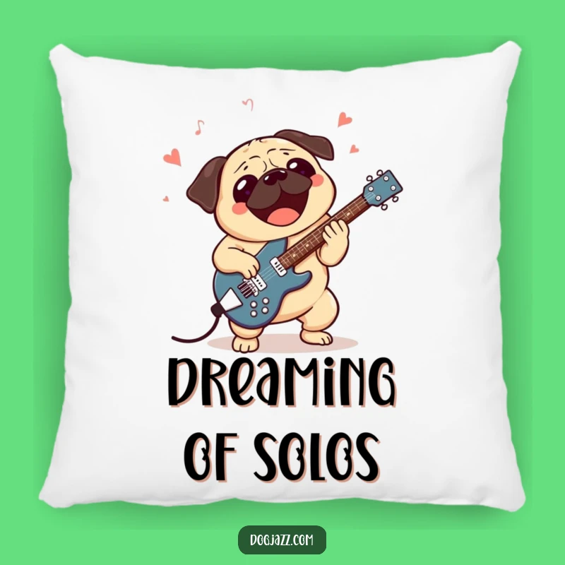 Funny Pug Jazz Guitar Pillow: Cozy Up with Musical Vibes