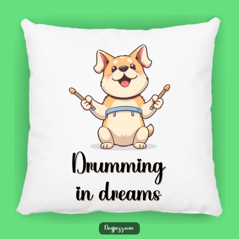 Funny Dog Drummer Pillow: Cozy & Hilarious Accent for Music Lovers