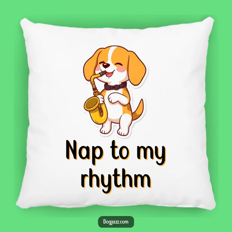 Funny Beagle Saxophone Pillow: Cozy Musical Dog Decor for a Cheerful Home