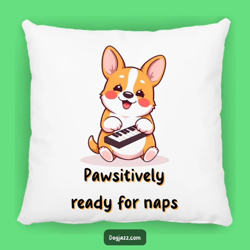 Funny Corgi Piano Pillow - Energetic Dog Musician Cushion for Cozy Fun