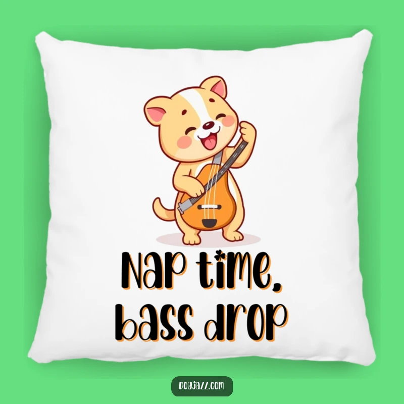 Funny Dog Bass Player Pillow: Snuggle Up with This Groovy Canine's Musical Comfort
