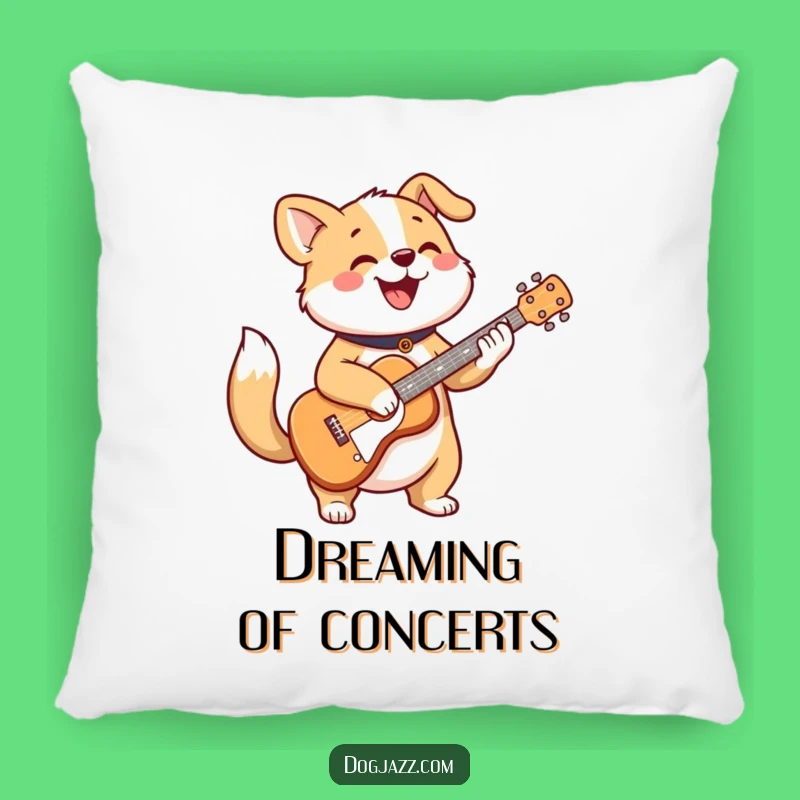 Funny Dog Comfort Pillow: Cheerful Guitar Player Decor Gift