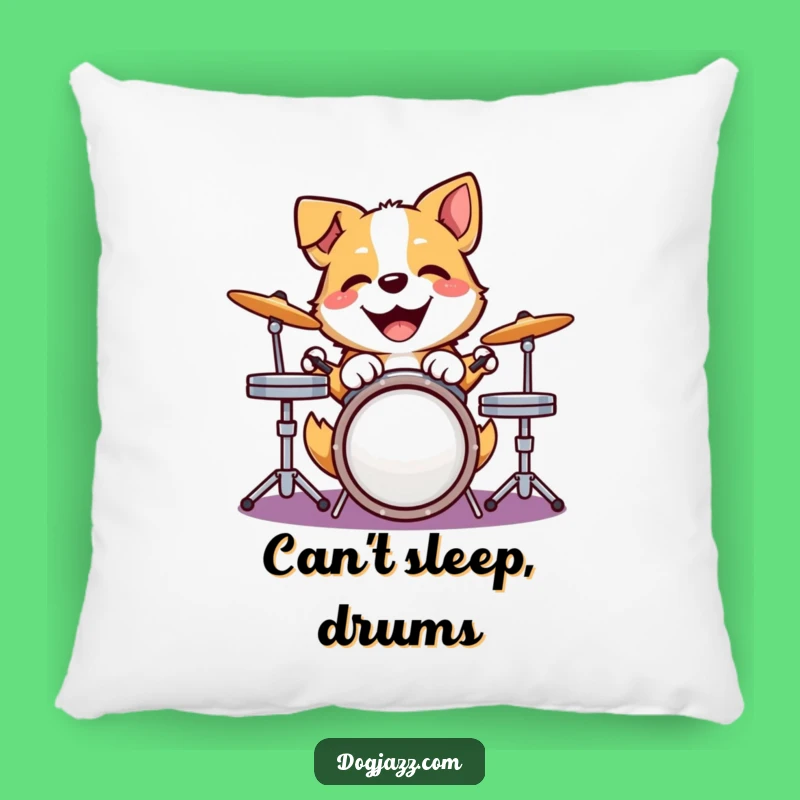 Funny Dog Drummer Pillow - Cozy Joyful Pup Decor Gift