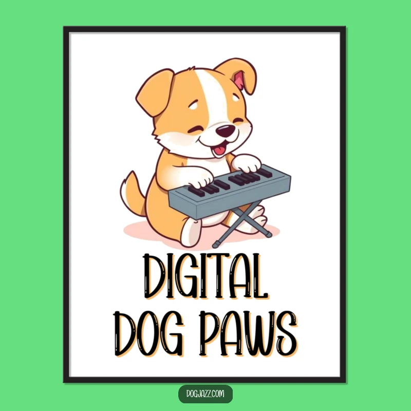 Funny Keyboard Dog Digital Art - Hilarious Printable Decor for Tech Lovers