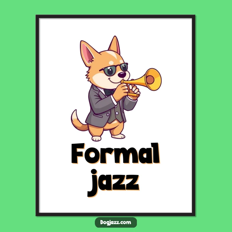 Funny Dog Trumpet Digital Print: Instant Classy Decor, a Jazzy Funny Gift