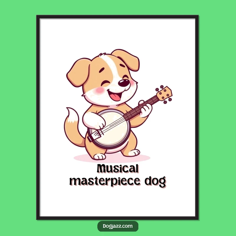 Funny Banjo Dog Digital Art - Hilarious Printable Decor for Music and Dog Lovers