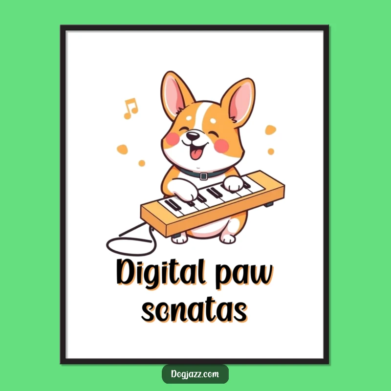 Funny Corgi Keyboard Digital Art: Instant Hilarious Decor Download