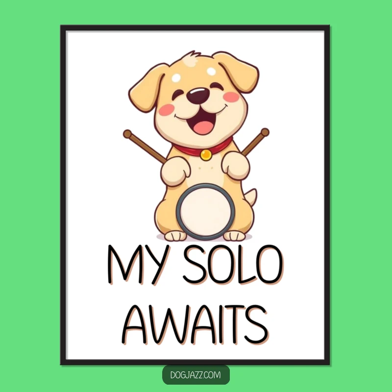 Funny Dog Drummer Digital Art Print; Decorate With This Hilarious Music Fan Gift