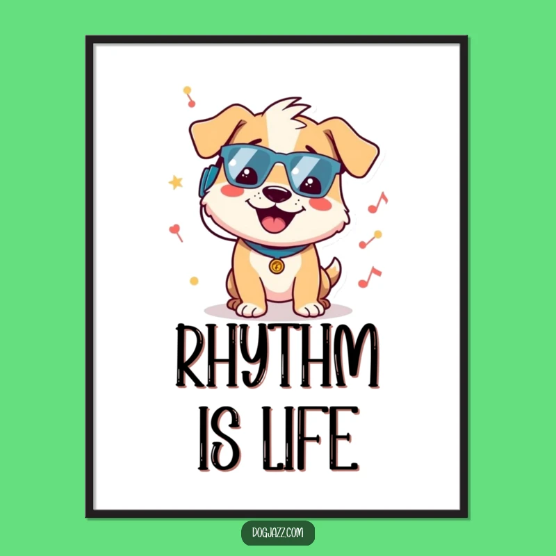 Funny Dog Groovy Beat Digital Art - Cheerful Character Jamming, Instant Music Decor Gift!