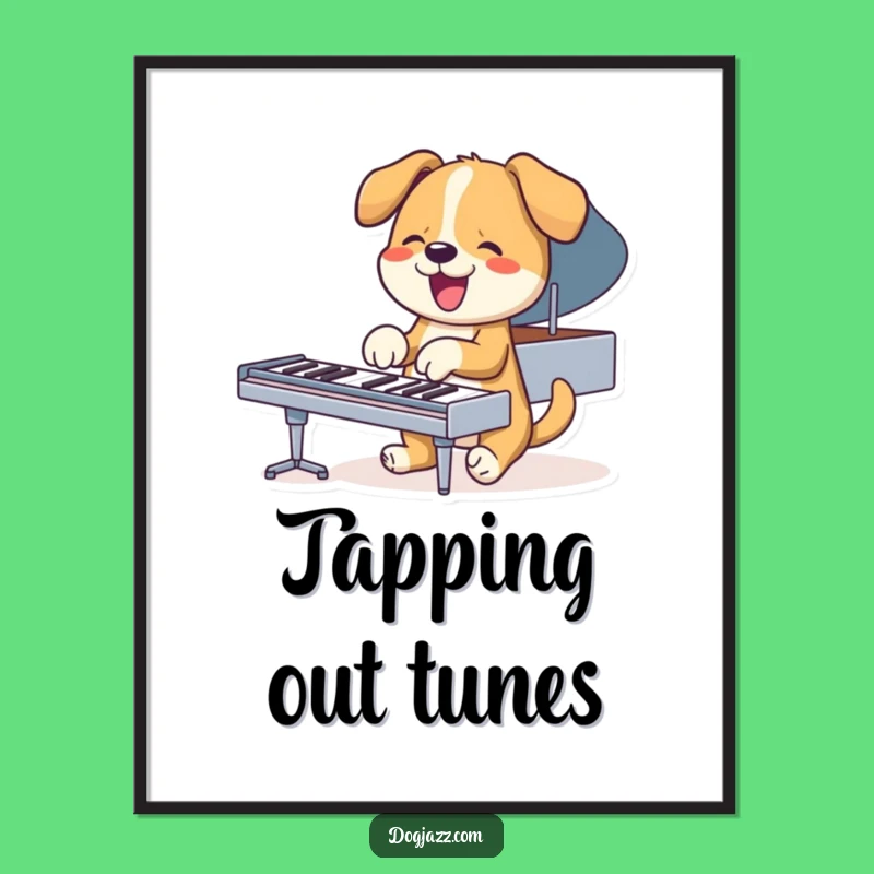 Funny Piano Dog Digital Art: Energetic Printable Decor for Music Lovers