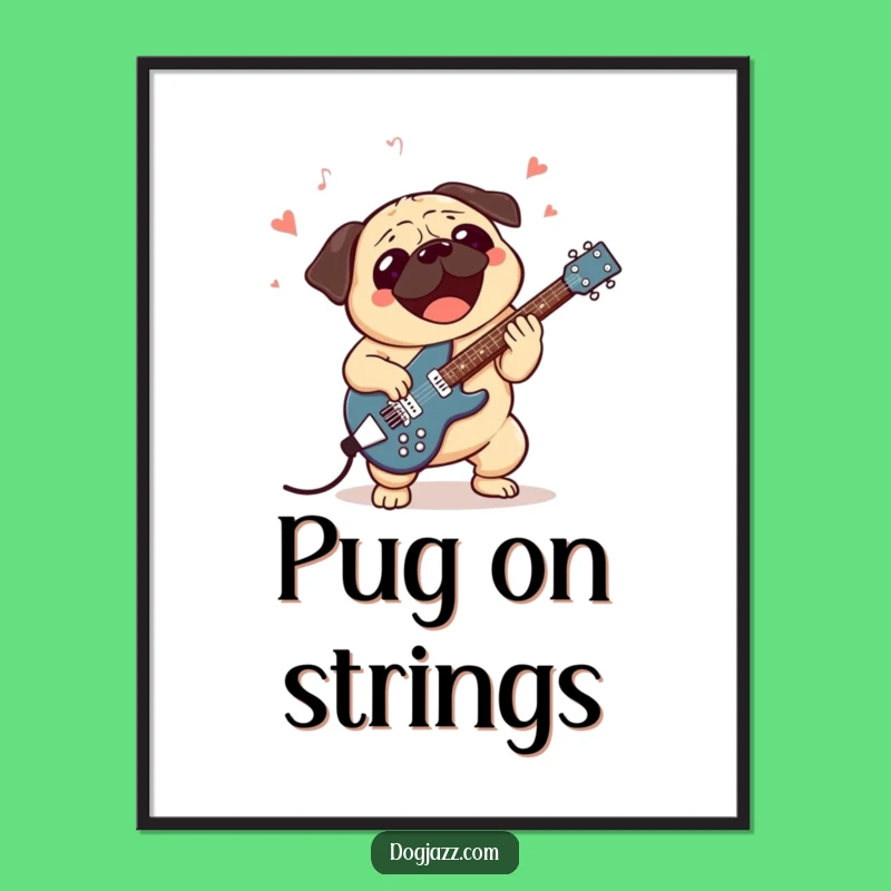 Funny Pug Jazz Guitar Digital Art: Bring Musical Energy to Your Walls