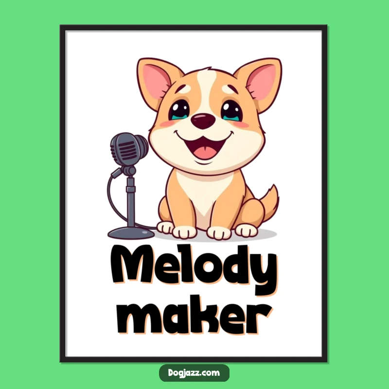 Funny Singing Dog Digital Print: Happy Crooner Pooch Art Gift
