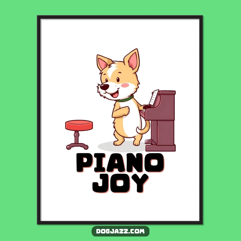 Funny Terrier Piano Digital Art: Instant Energetic Music Wall Decor
