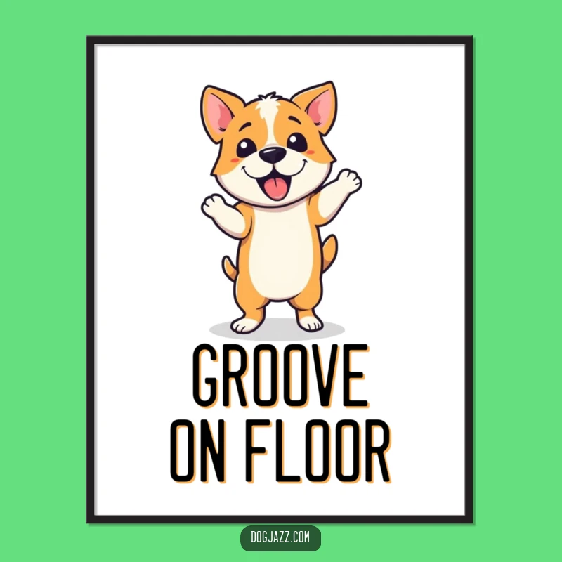 Funny Jazzy Dancer Dog Digital Art: Cool Dance Decor Print Gift