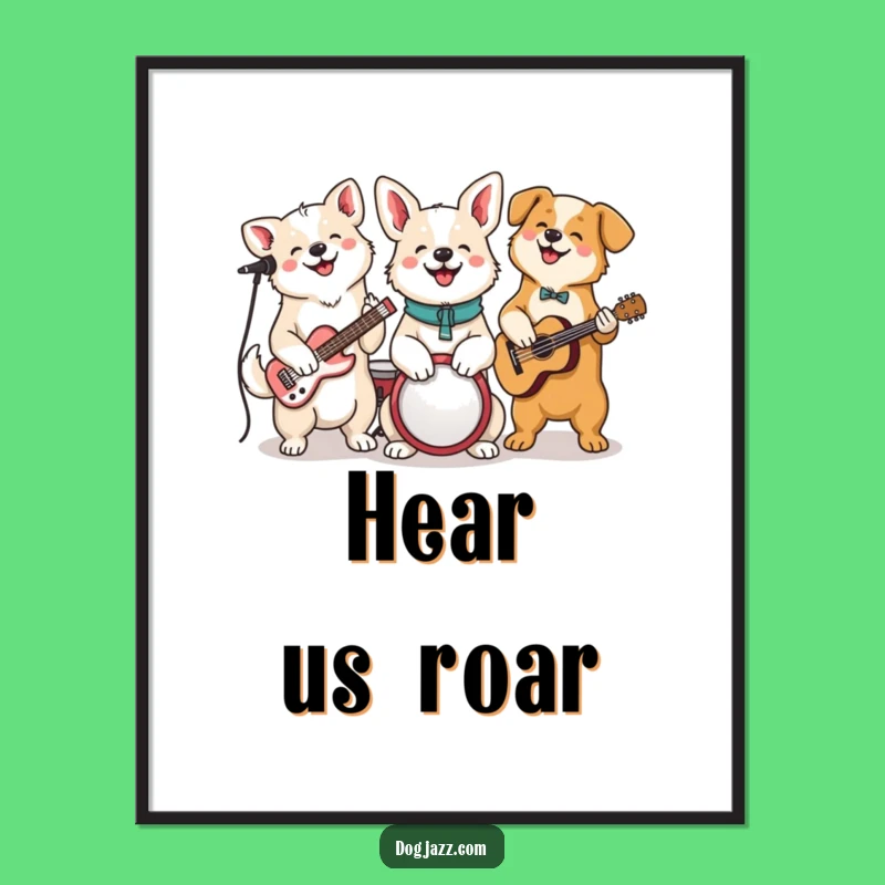 Funny Dog Jam Session Digital Art Print: Decorate with This Cheerful Canine Band!