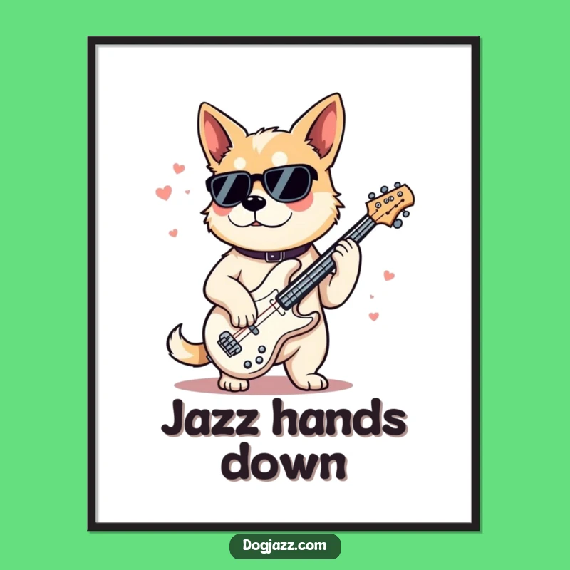Funny Jazz Bass Dog Digital Art: Cool Music Decor Print Gift